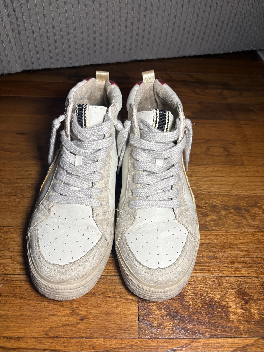 ShuShop Neutral Beige and Gold Women's High-Top Sneakers